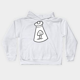 UFO Taking Little Mushroom Doodle Art Kids Hoodie